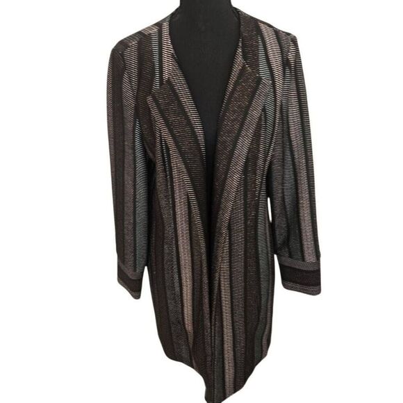 Chico's Womens Striped Longline Shine Duster Cardigan Jacket Black Size 1 (8/10) - Picture 13 of 13